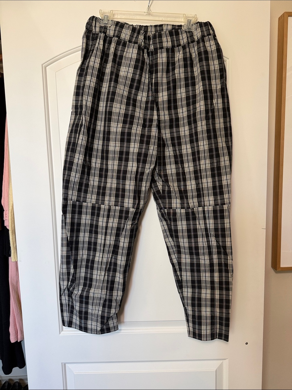 Ganni Black & White Plaid Cargo Pants